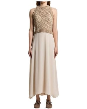 Peserico Crochet Midi Dress - Natural