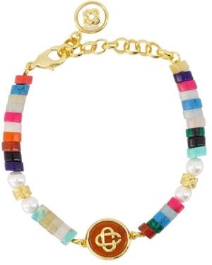 CASABLANCA Logo Charm Beaded Bracelet - Metallic