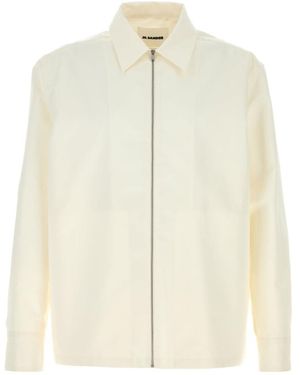 Jil Sander Zip-Up Poplin Shirt - White