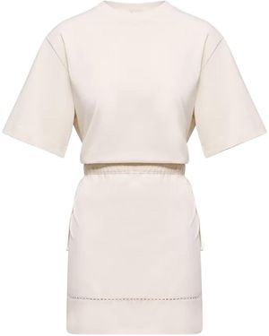Moncler Logo Patch T-Shirt Dress - Natural