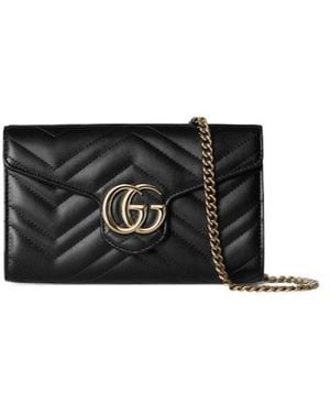 Gucci Logo Plaque Quilted Clutch Bag - Black