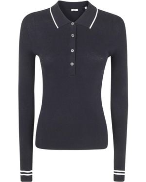 Aspesi Ribbed-Trim Polo Top - Blue