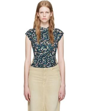 Isabel Marant Pattern Backless T-Shirt - Blue