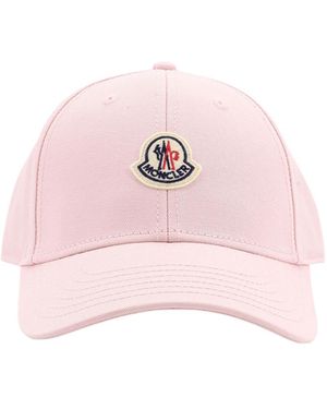 Moncler Logo Patch Curved Peak Baseball Cap - Pink