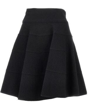 Emporio Armani Tiered Virgin Wool Skirt - Black