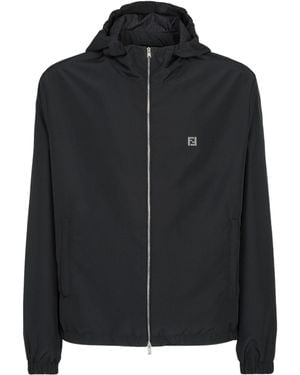 Fendi Ff Hooded Drawstring Jacket - Black