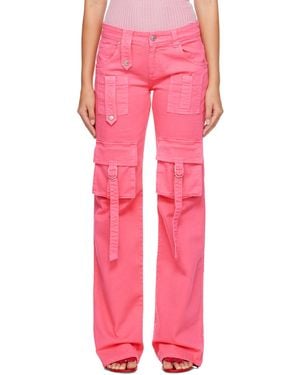 Blumarine Logo-Patch Flared Cargo Jeans - Pink
