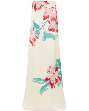 Rebecca Vallance Bloom Floral-Print Silk Gown - White