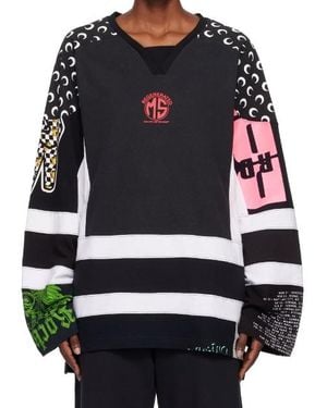 Marine Serre Upcycled Graphic Jersey Ls Hockey T-Shirt - Black