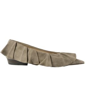 JW Anderson Ruffled Suede Ballet Flats - Brown