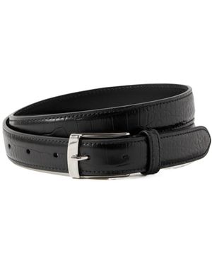 Nili Lotan Dana Crocodile-Patterned Leather Belt - Black