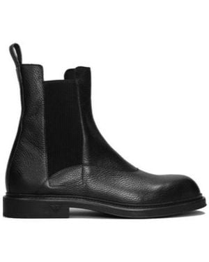 Emporio Armani Round-Toe Ankle Boots - Black