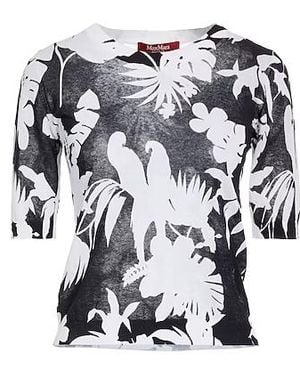 Max Mara Patterned Knit Short Sleeve Top - Black