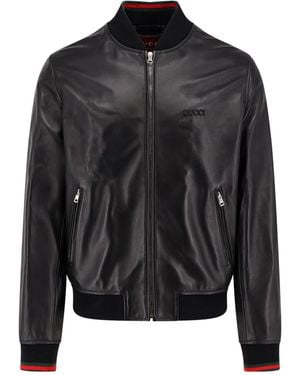 Gucci Nappa Leather Bomber Jacket - Black
