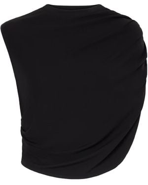Cult Gaia Celene Short Pleated Crepe Top - Black