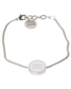 Miu Miu Enamelled Metal Bracelet - White