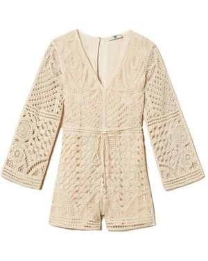 Twinset Crochet-Knit Playsuit - Natural