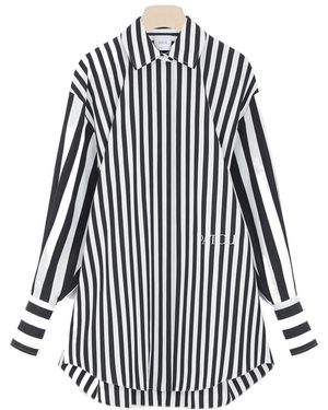 Patou Long Sleeved Striped Shirt Dress - Black