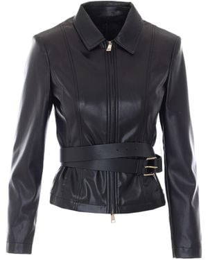 Liu Jo Belted Faux Leather Jacket - Blue