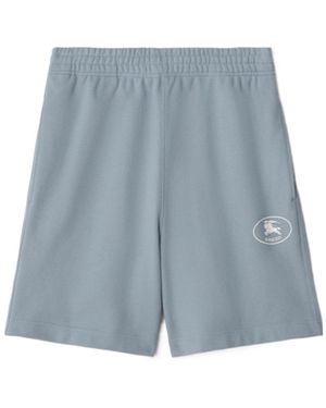 Burberry Knight Stamp Cotton Shorts - Blue