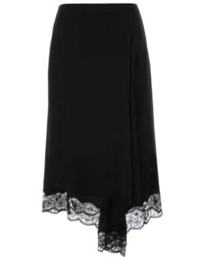 McQueen Lace-Trim Asymmetric Midi Skirt - Black