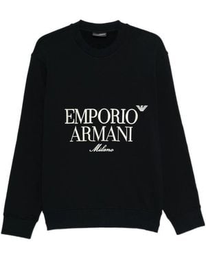 Emporio Armani Logo Embroidered Crewneck Sweatshirt - Black