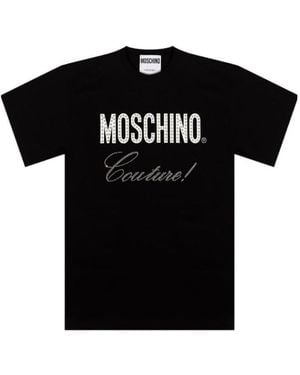 Moschino Crystal-Embellished Cotton T-Shirt - Black