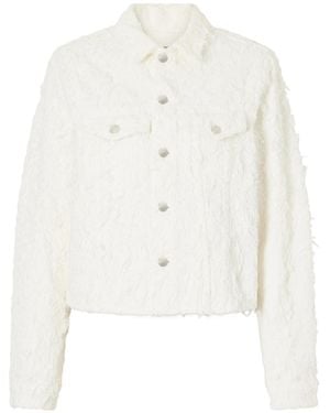 Haikure Cherry Frayed Denim Jacket - White