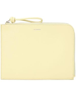 Jil Sander Zipper Clutch - Natural