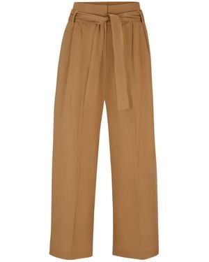 BOSS Tie-Fastening Straight-Leg Trousers - Natural