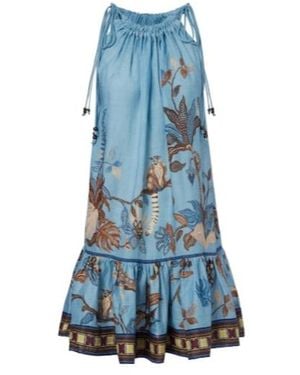 ALÉMAIS Georgie Printed Ramie Minidress - Blue