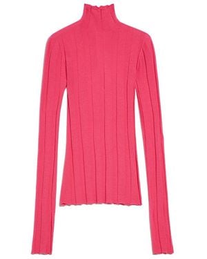 Sportmax High Neck Long-Sleeved Top - Pink