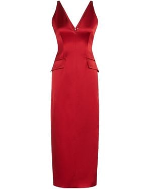 Sportmax Extra V-Neck Long Dress - Red