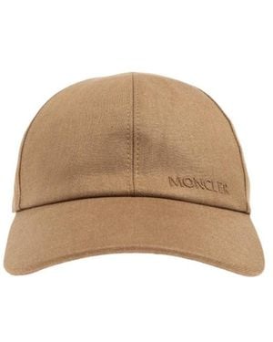 Moncler Logo Embroidered Curved Peak Cap - Natural