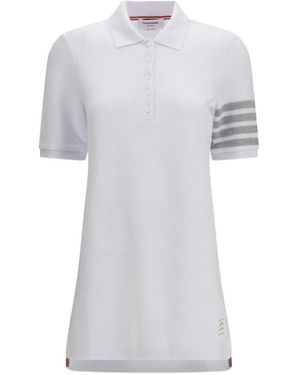 Thom Browne Striped Piqué Polo Dress - White