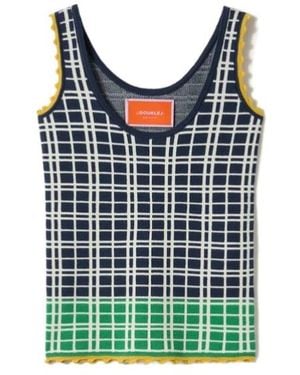 La DoubleJ Check Ribbed Top - Blue