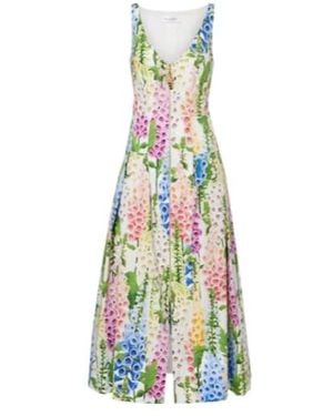 Oscar de la Renta Floral Poplin Cocktail Dress - White