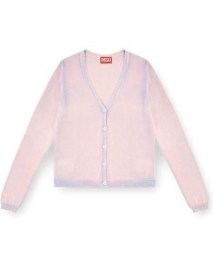 DIESEL V-Neck Button-Up Cardigan - Pink