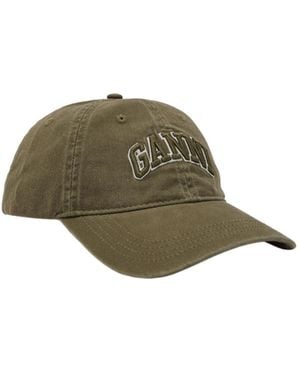 Ganni Logo-Appliquéd Cotton Cap - Green