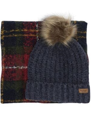 Barbour Beanie And Scarf Set - Blue