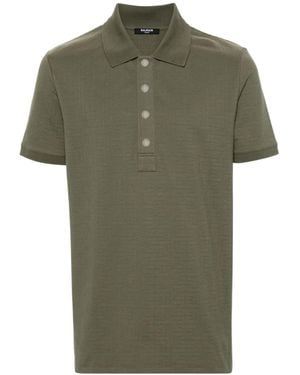 Balmain Jacquard Monogram Polo Shirt - Green