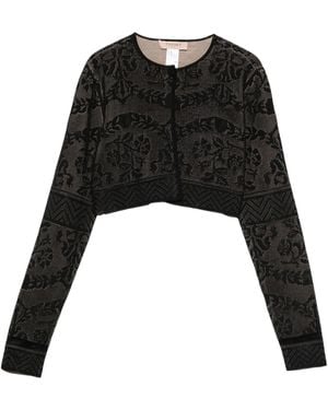 Twinset Floral-Pattern Cropped Cardigan - Black