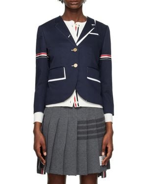 Thom Browne Rwb Stripe Single-Breasted Blazer - Blue