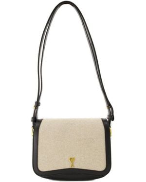 Ami Paris Logo Detailed Shoulder Bag - White