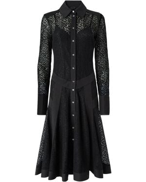 Pinko Lace Midi Shirt Dress With Inserts - Black