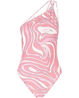 PUCCI Printed One-Shoulder Swimsuit - Pink