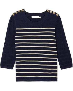 Zimmermann Luna Button-Detailed Striped Jumper - Blue