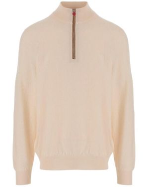 Kiton Half-Zip Knitted Sweater - Natural