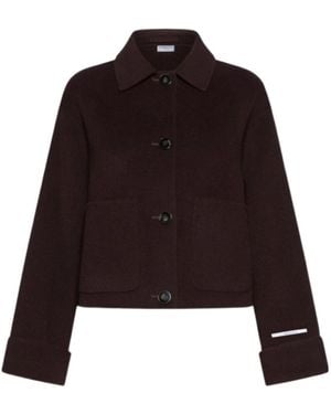 Marella Single-Breasted Cropped Coat - Purple