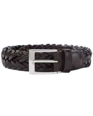 Lardini Braided Leather Belt - White